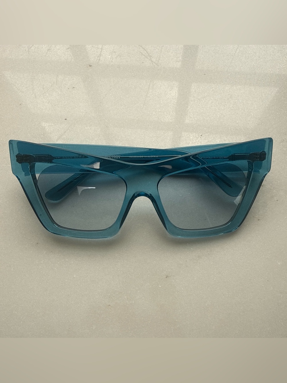 Petar Petrov Teal Square-Frame Sunglasses